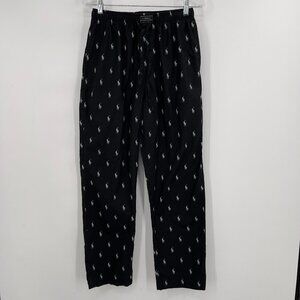 Polo Ralph Lauren Men’s Black Pajama Pants Sleepwear Size M Logo Print